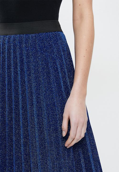 Koton - Medium rise midi shimmer detailed skirt - blue