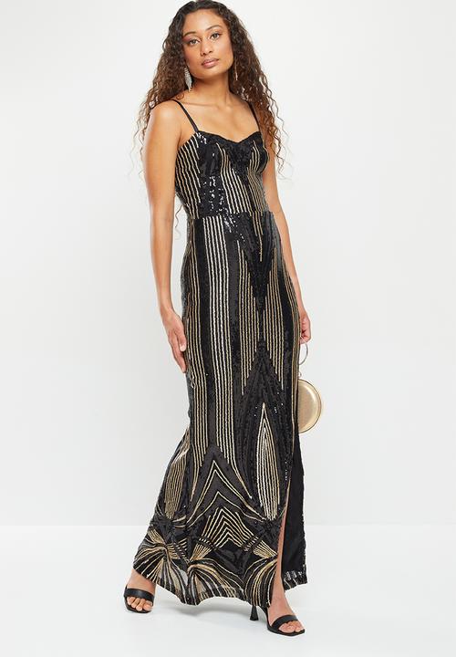SISSY BOY - Deco doll: sequin maxi - gold & black