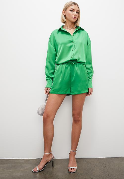 Superbalist - Satin drawstring shorts - green