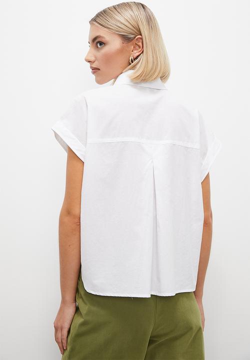 Superbalist - Turn up crop shirt - white