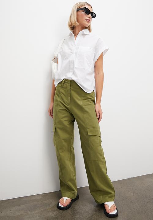 Superbalist - Turn up crop shirt - white