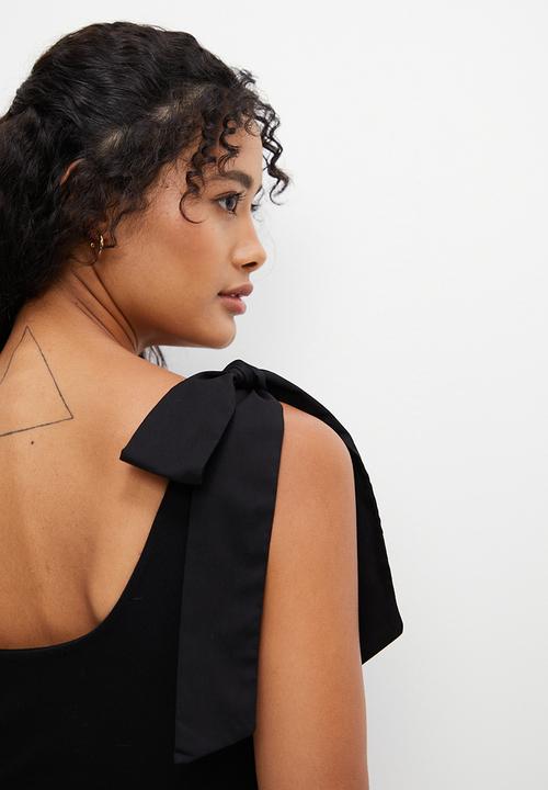 MILLA - Corset bow detail top - black