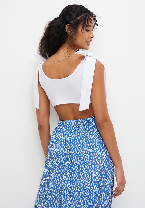 MILLA - Corset bow detail top - white