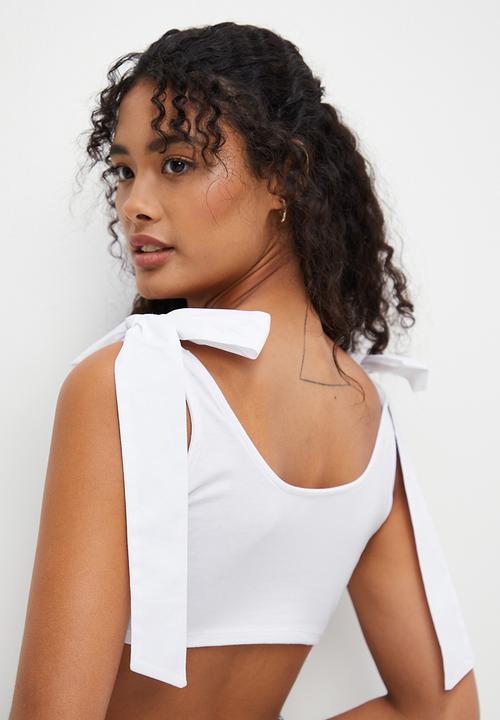 MILLA - Corset bow detail top - white