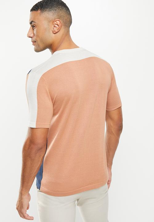 POLO - Men colourblock knitted tee - navy