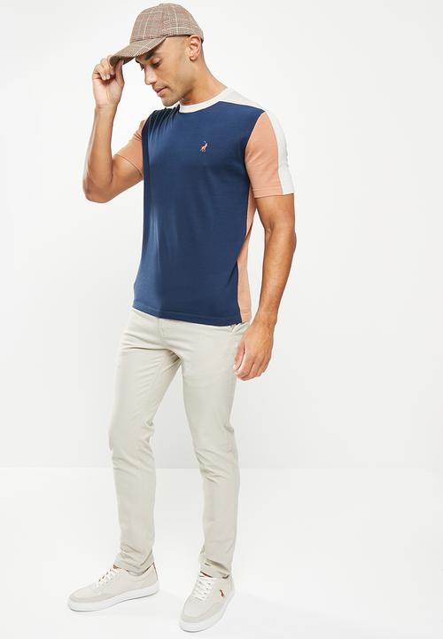 POLO - Men colourblock knitted tee - navy