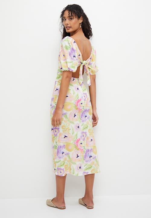 MILLA - Printed midi with tie detail - watercolour floral