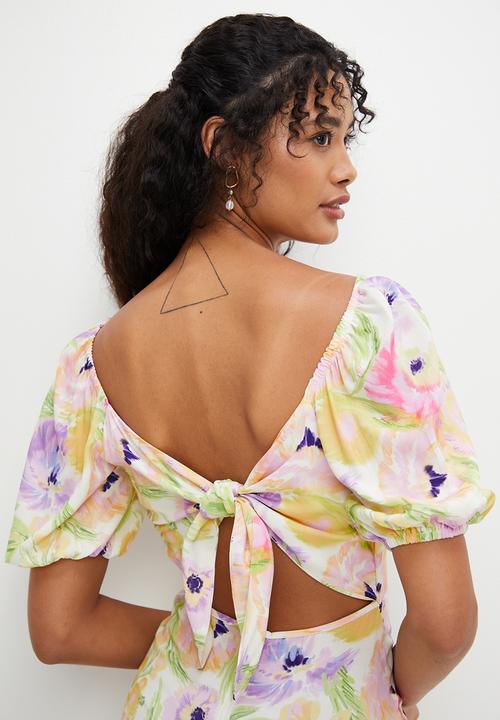 MILLA - Printed midi with tie detail - watercolour floral
