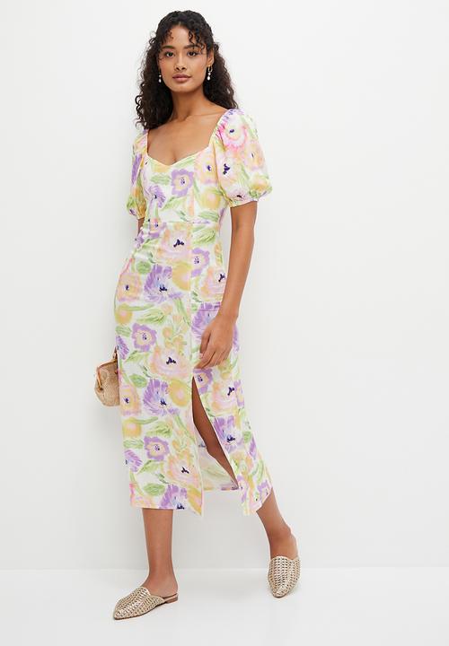 MILLA - Printed midi with tie detail - watercolour floral
