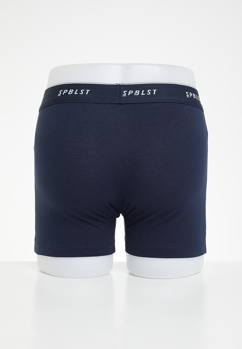 Superbalist - 3 pk knitted cotton boxer - navy