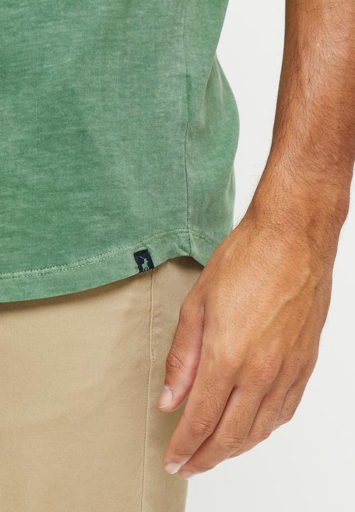 POLO - Men pjc clive short sleeve overdyed tee - green