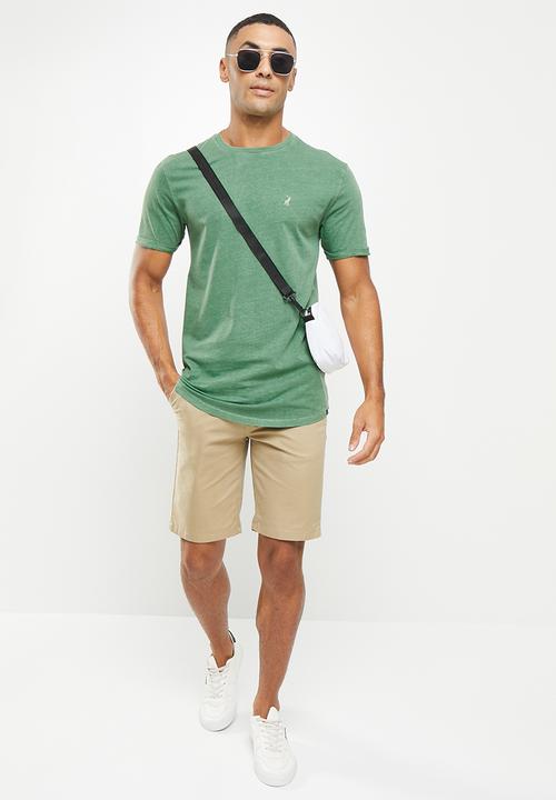 POLO - Men pjc clive short sleeve overdyed tee - green