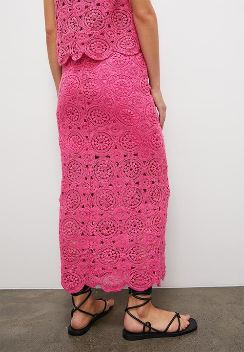 Superbalist - Open work midi skirt - cerise