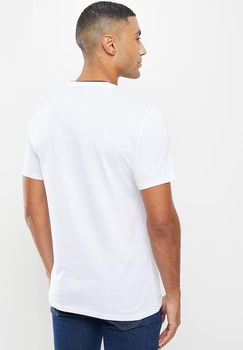 POLO - Men sport dumisani stripe tee - white