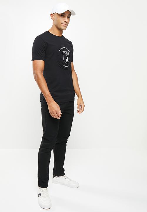 POLO - Men embossed crest tee - black