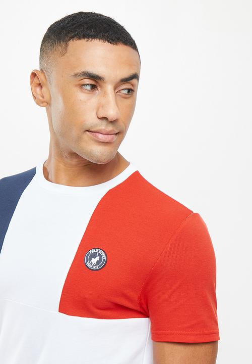 POLO - Men sport anele colour block tee - white