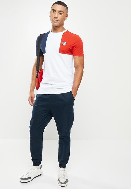 POLO - Men sport anele colour block tee - white