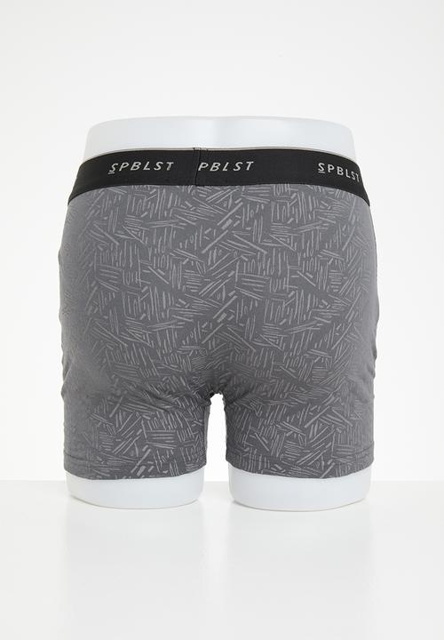 Superbalist - Printed knitted boxer - charcoal