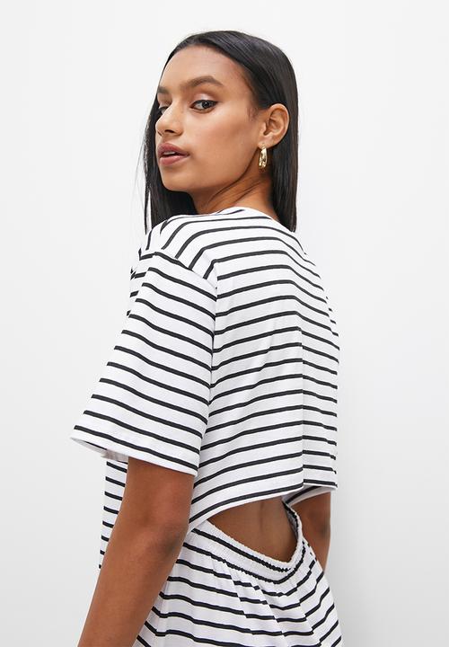 Superbalist - Open back knit dress midi - black & white
