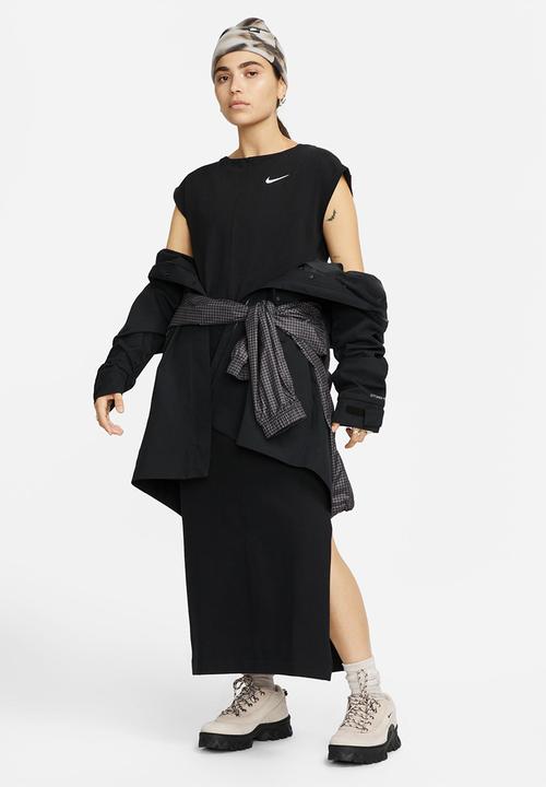 Nike - W nsw jrsy short sleeve dress midi - black
