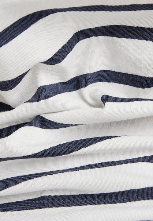 G-STAR - Eyben stripe slim short sleeve v t - milk/sartho blue stripe