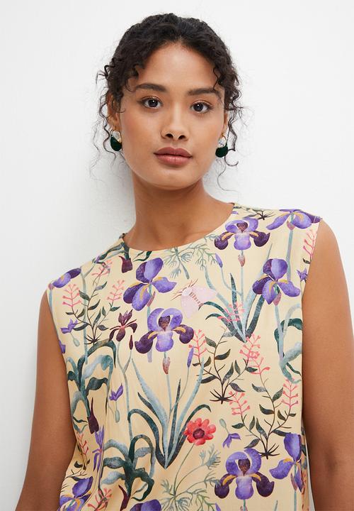 edit - Basic woven shell - soft yellow botanical