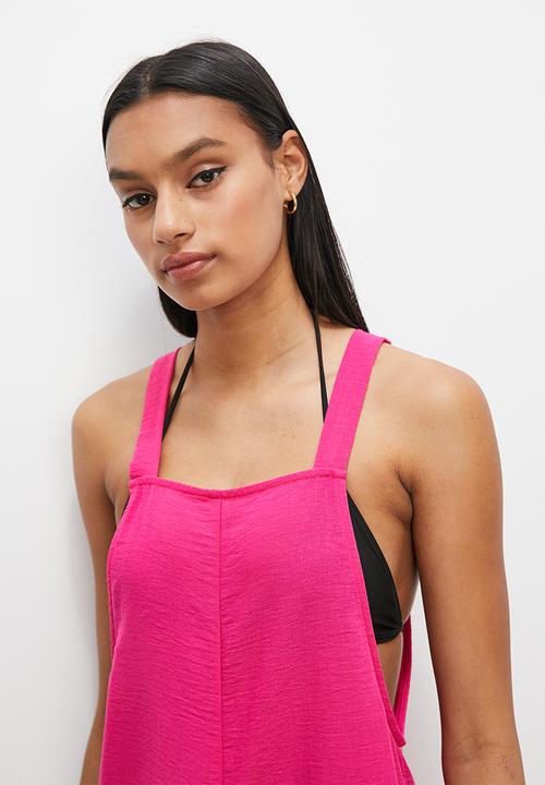 Superbalist - Linen romper - dark fuschia purple