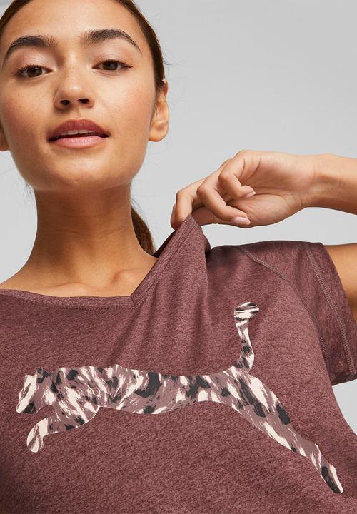 PUMA - Train favorite heather cat tee - dusty plum heather & aop cat