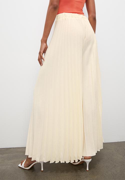 VELVET - Pleated palazzo pant - ecru
