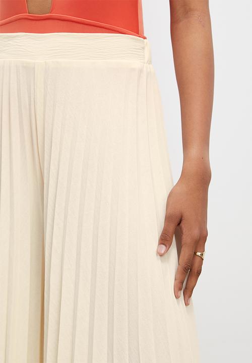 VELVET - Pleated palazzo pant - ecru