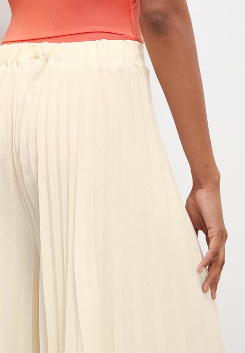 VELVET - Pleated palazzo pant - ecru