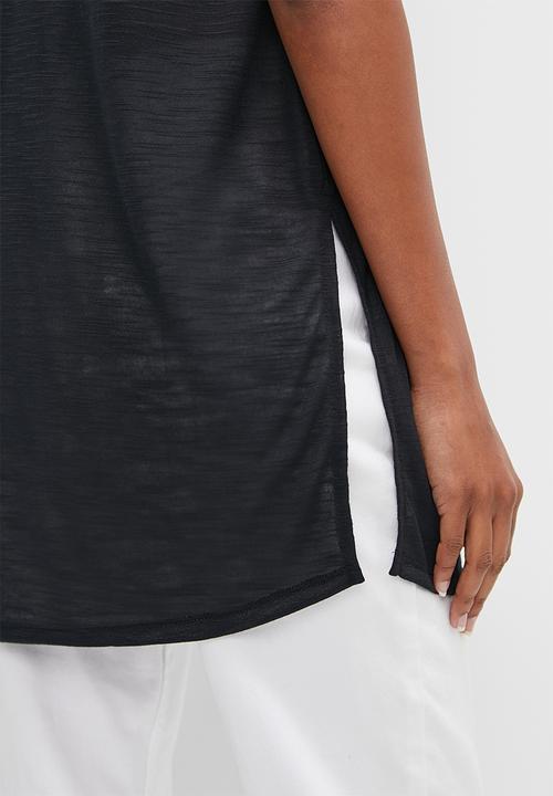 edit - Slit detail long tee - black