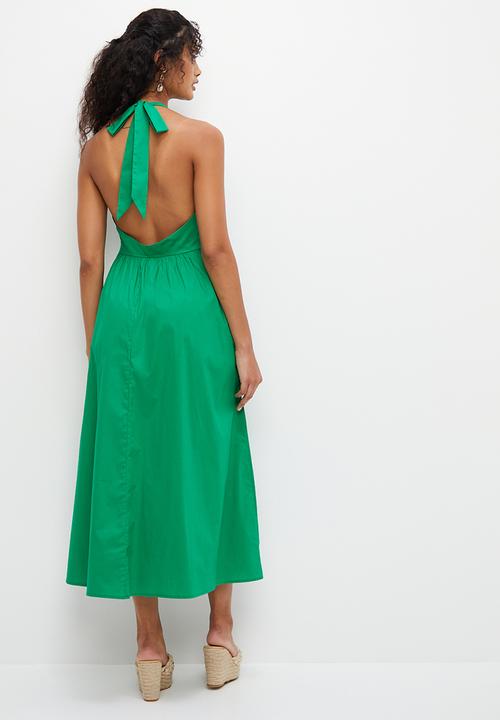 MILLA - Halter open back midi - green