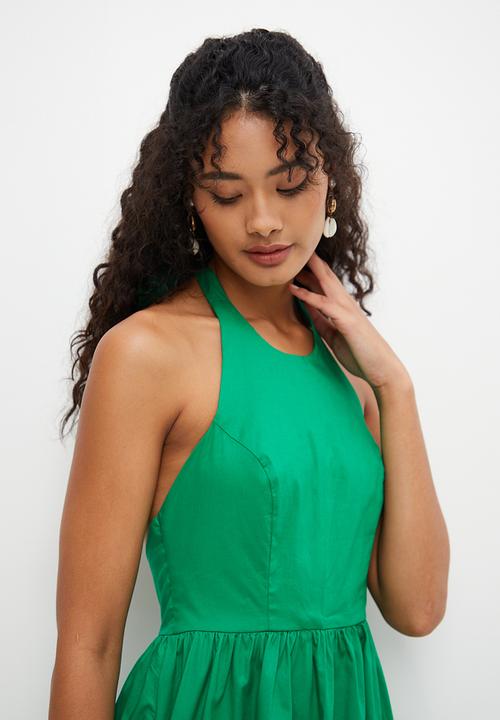 MILLA - Halter open back midi - green