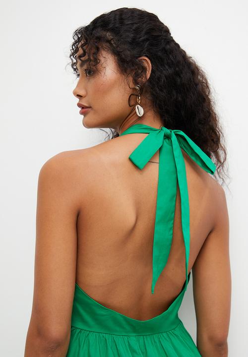 MILLA - Halter open back midi - green