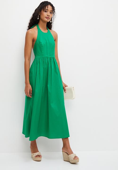 MILLA - Halter open back midi - green