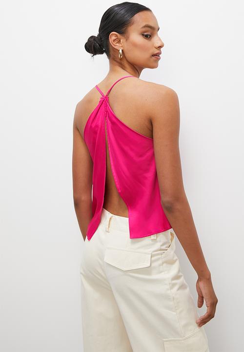 VELVET - Cowl cami blouse with split back - cerise pink