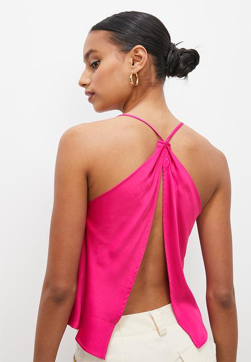 VELVET - Cowl cami blouse with split back - cerise pink