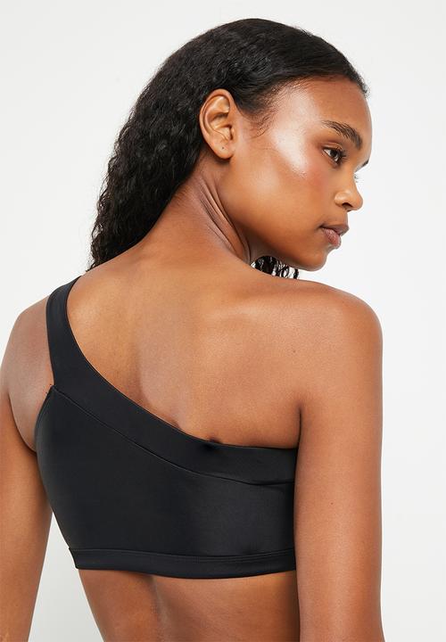 SISSY BOY - Ceanna: one shoulder bikini top with eyelet detailing - black
