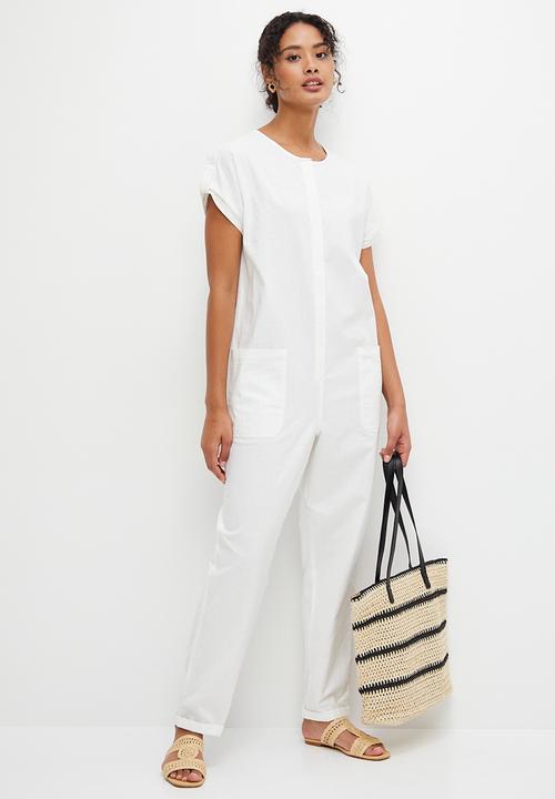 edit - Round neck loose fit jumpsuit - milk