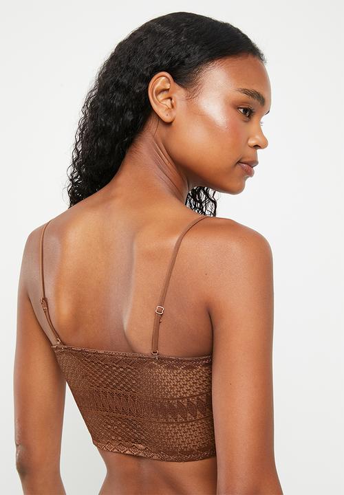 KANGOL - Bonded non-padded bandeau crop - chocolate
