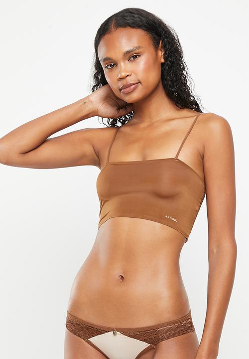 KANGOL - Bonded non-padded bandeau crop - chocolate