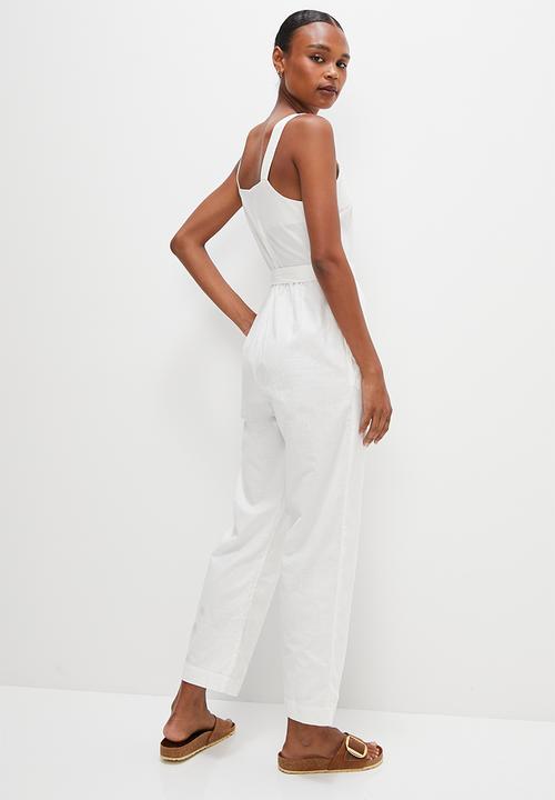 edit - Cotton square neck jumpsuit - milk