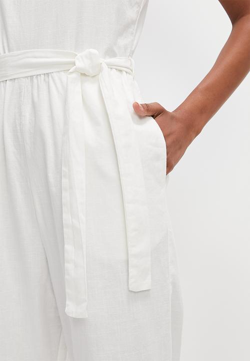 edit - Cotton square neck jumpsuit - milk