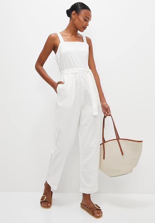 edit - Cotton square neck jumpsuit - milk