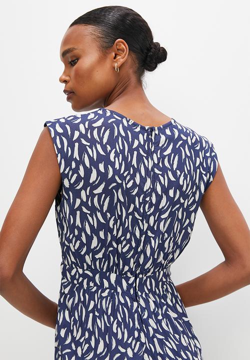 edit - Grown on sleeve wide leg jumpsuit - ink ecru brushstroke