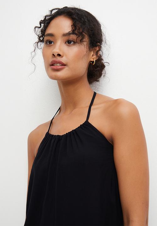 edit - Deep v boho harem jumpsuit - black