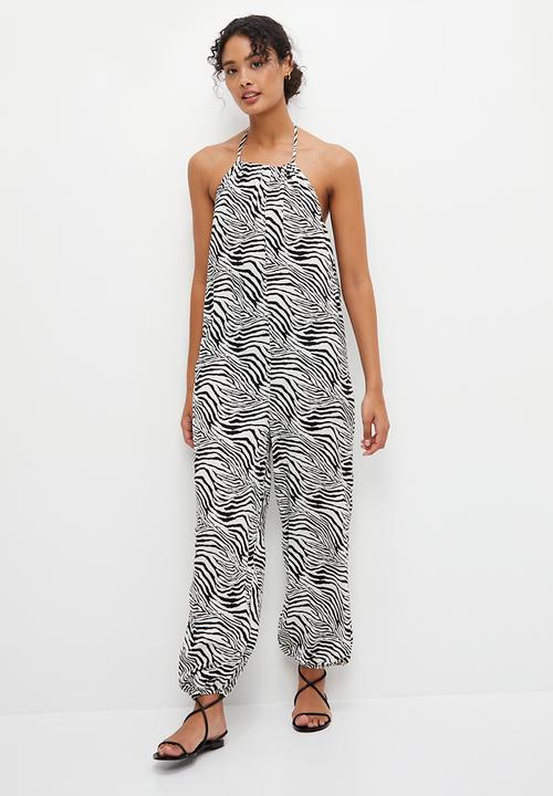 edit - Deep v boho harem jumpsuit - zebra
