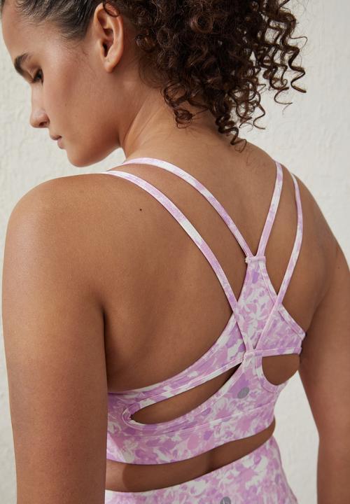 Cotton On - Smoothing strappy crop - painterly floral digital orchid