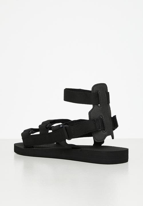 Tom Tom - Gladiator velcro strap sandal - black